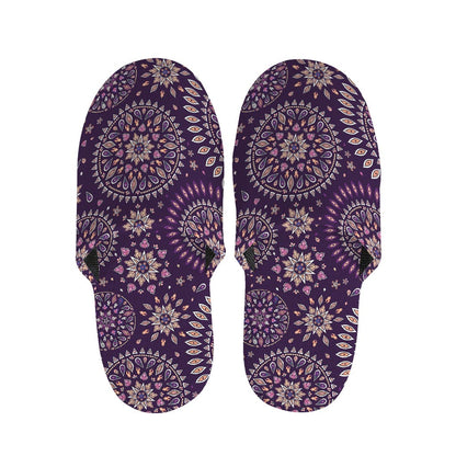 Purple Bohemian Mandala Pattern Print Slippers