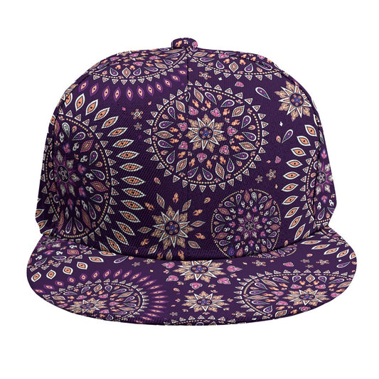 Purple Bohemian Mandala Pattern Print Snapback Cap