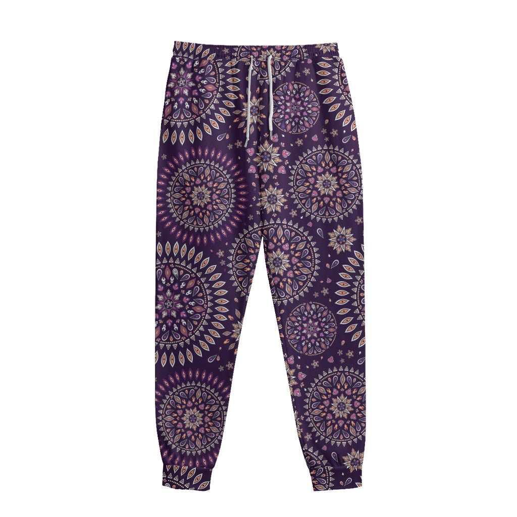 Purple Bohemian Mandala Pattern Print Sweatpants