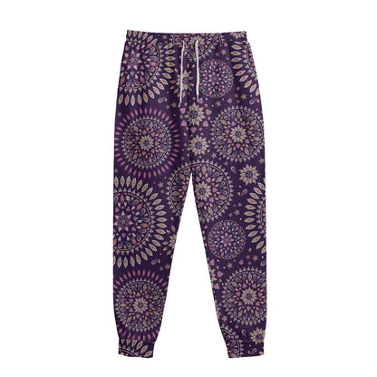 Purple Bohemian Mandala Pattern Print Sweatpants