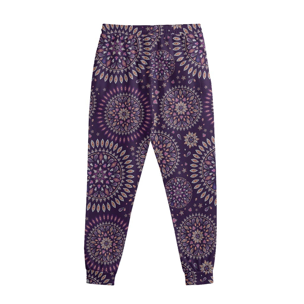 Purple Bohemian Mandala Pattern Print Sweatpants