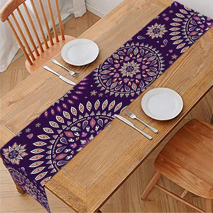 Purple Bohemian Mandala Pattern Print Table Runner