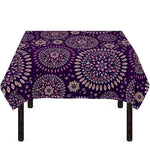 Purple Bohemian Mandala Pattern Print Tablecloth