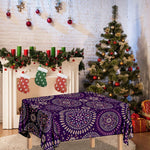 Purple Bohemian Mandala Pattern Print Tablecloth
