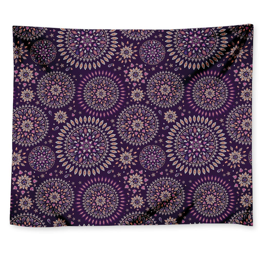 Purple Bohemian Mandala Pattern Print Tapestry