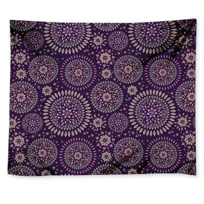 Purple Bohemian Mandala Pattern Print Tapestry