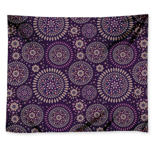 Purple Bohemian Mandala Pattern Print Tapestry