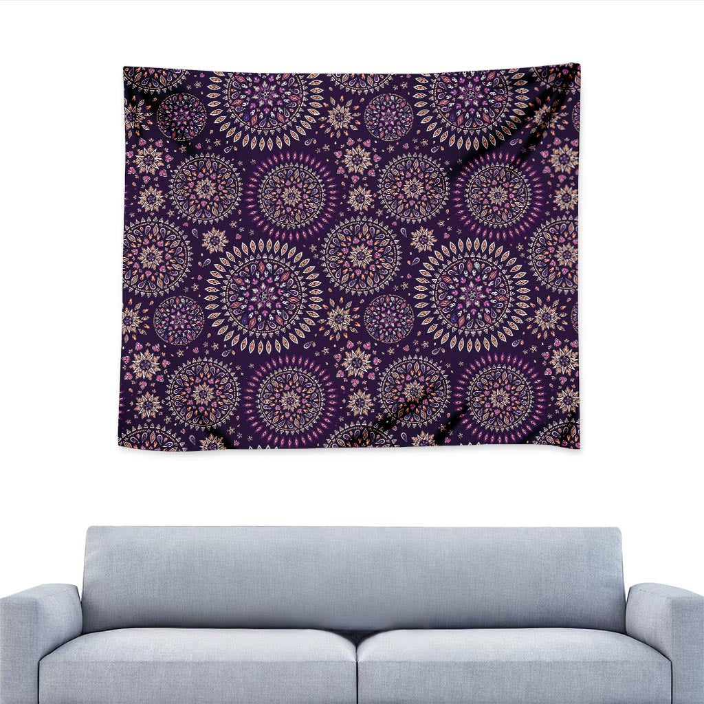 Purple Bohemian Mandala Pattern Print Tapestry