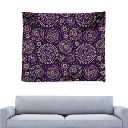 Purple Bohemian Mandala Pattern Print Tapestry