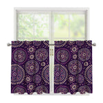 Purple Bohemian Mandala Pattern Print Tier Curtains