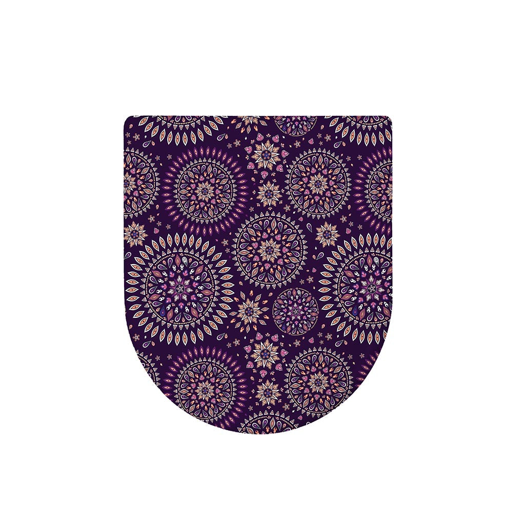 Purple Bohemian Mandala Pattern Print Toilet Lid Cover