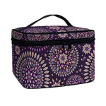 Purple Bohemian Mandala Pattern Print Travel Makeup Bag