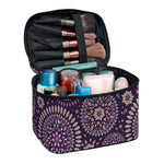 Purple Bohemian Mandala Pattern Print Travel Makeup Bag