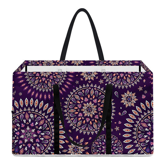 Purple Bohemian Mandala Pattern Print Utility Tote Bag