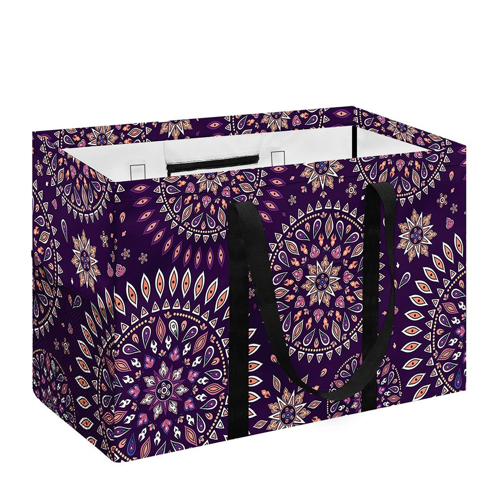 Purple Bohemian Mandala Pattern Print Utility Tote Bag