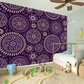 Purple Bohemian Mandala Pattern Print Wall Sticker
