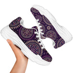 Purple Bohemian Mandala Pattern Print White Chunky Shoes