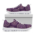 Purple Bohemian Mandala Pattern Print White Running Shoes