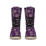 Purple Bohemian Mandala Pattern Print Winter Boots