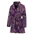 Purple Bohemian Mandala Pattern Print Women's Bathrobe