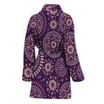 Purple Bohemian Mandala Pattern Print Women's Bathrobe