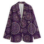 Purple Bohemian Mandala Pattern Print Women's Blazer