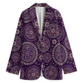 Purple Bohemian Mandala Pattern Print Women's Cotton Blazer