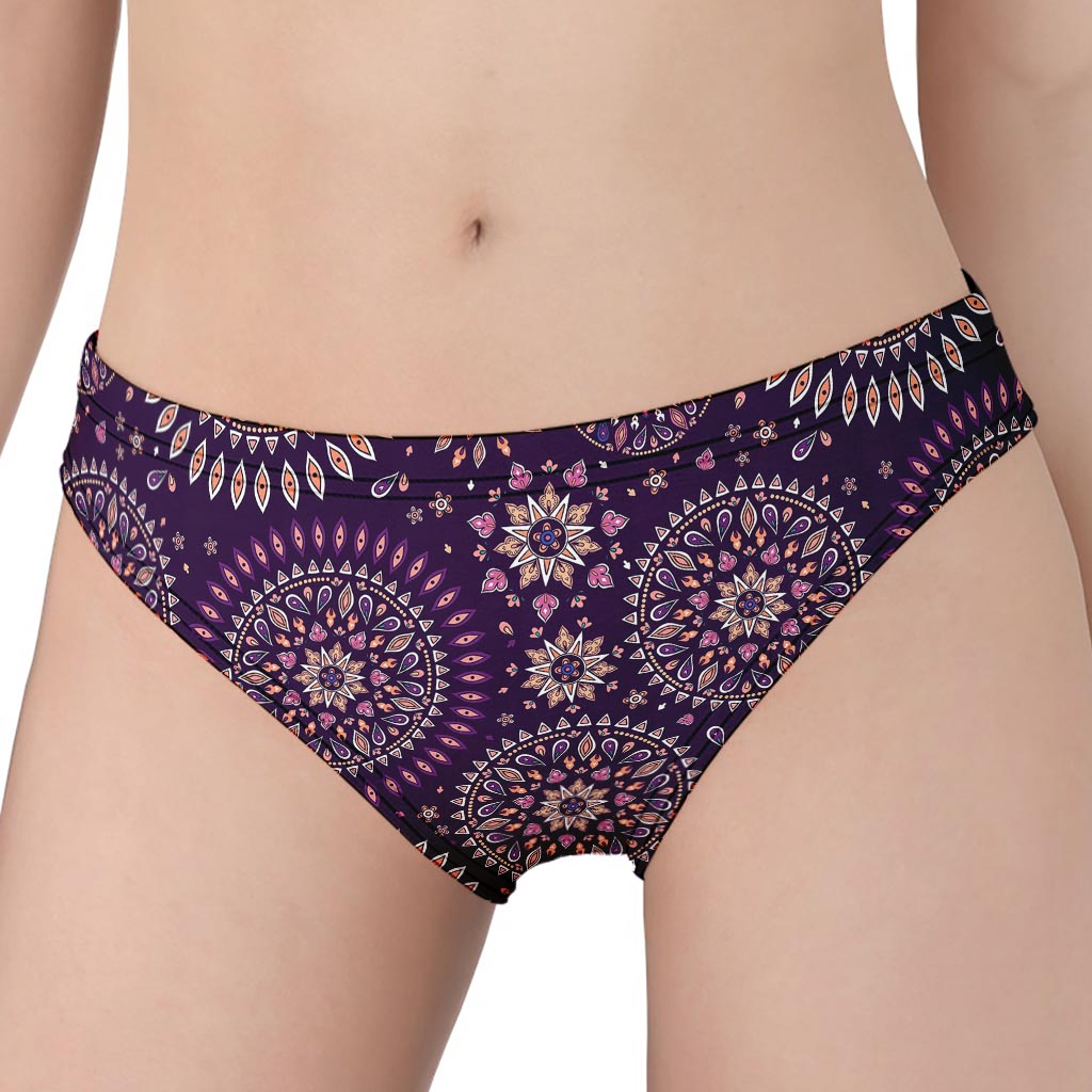 Purple Bohemian Mandala Pattern Print Women's Panties