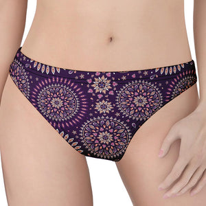 Purple Bohemian Mandala Pattern Print Women's Thong