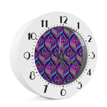 Purple Bohemian Peacock Feather Print Alarm Clock