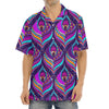 Purple Bohemian Peacock Feather Print Aloha Shirt