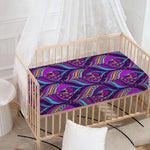 Purple Bohemian Peacock Feather Print Baby Crib Sheet