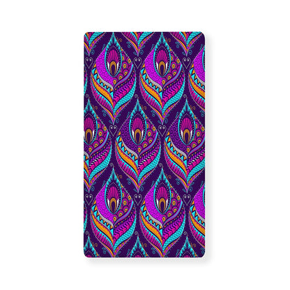 Purple Bohemian Peacock Feather Print Baby Crib Sheet