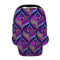 Purple Bohemian Peacock Feather Print Baby Seat Cover