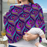 Purple Bohemian Peacock Feather Print Baby Seat Cover
