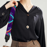 Purple Bohemian Peacock Feather Print Bag Strap