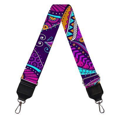 Purple Bohemian Peacock Feather Print Bag Strap