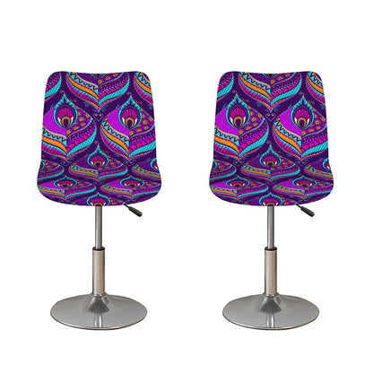 Purple Bohemian Peacock Feather Print Bar Stool Covers