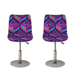 Purple Bohemian Peacock Feather Print Bar Stool Covers
