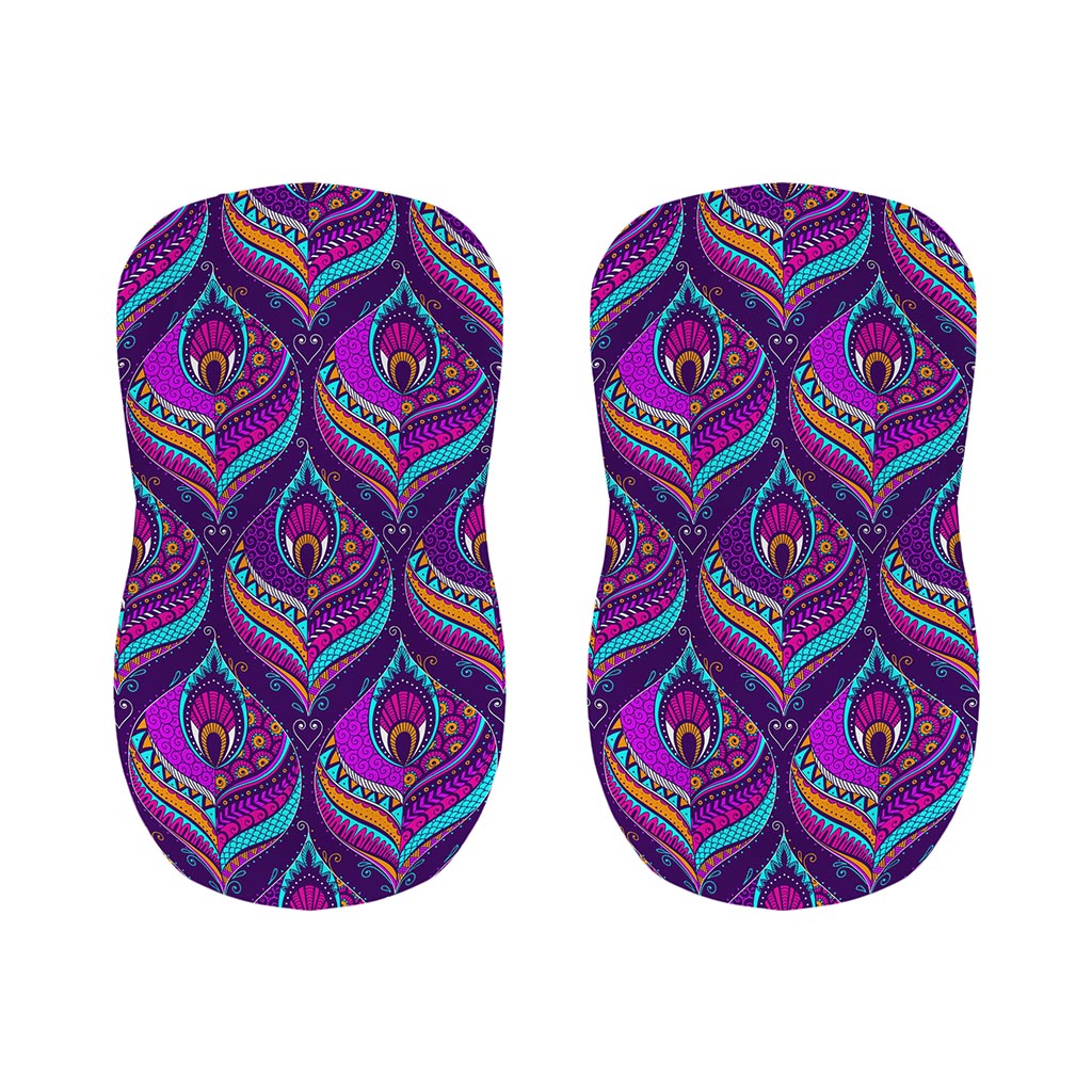 Purple Bohemian Peacock Feather Print Bar Stool Covers