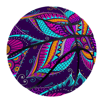 Purple Bohemian Peacock Feather Print Basketball