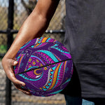 Purple Bohemian Peacock Feather Print Basketball