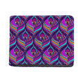 Purple Bohemian Peacock Feather Print Bifold Wallet