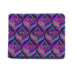 Purple Bohemian Peacock Feather Print Bifold Wallet