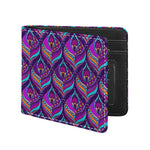 Purple Bohemian Peacock Feather Print Bifold Wallet