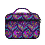 Purple Bohemian Peacock Feather Print Briefcase Bible Bag