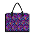 Purple Bohemian Peacock Feather Print Canvas Tote Bag