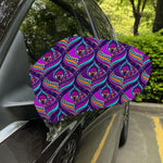 Purple Bohemian Peacock Feather Print Car Side Mirror Covers