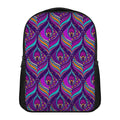 Purple Bohemian Peacock Feather Print Casual Backpack