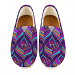 Purple Bohemian Peacock Feather Print Casual Shoes